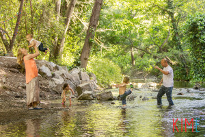 family session at creek, family of five posing, family session, san jose family photographer, los gatos, family session, creek family session, water