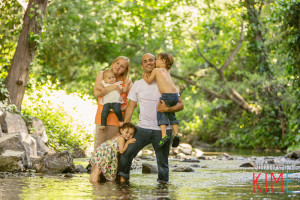 family session at creek, family of five posing, family session, san jose family photographer, los gatos, family session, creek family session, water