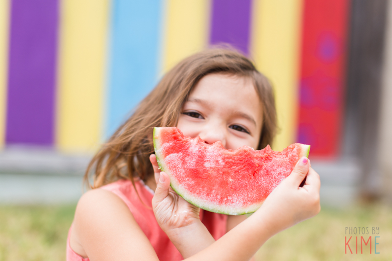 san jose photographer - photos by kim e - personal - daughters enjoying watermelon