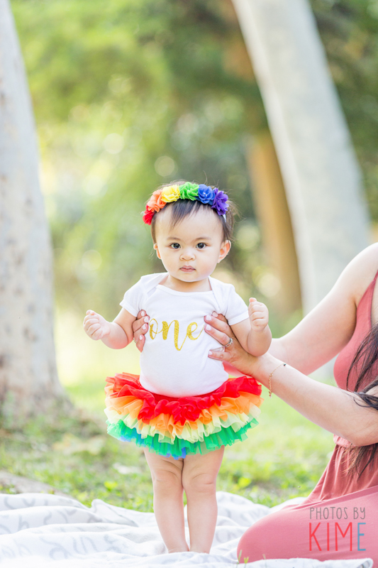 one year birthday - family - lifestyle - san jose - bay area - fun - mother - daughter - rainbow - tutu - crown 