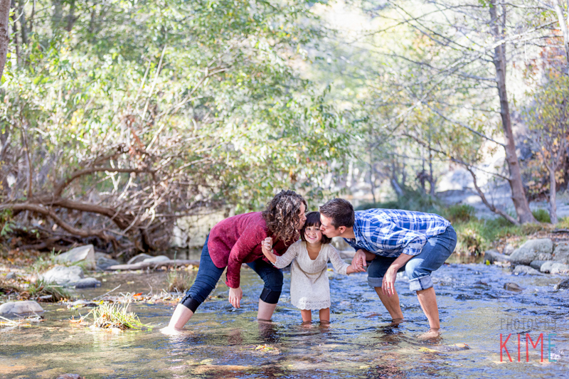 River Play - Sunol - East Bay - Family - Bay Area - San Jose - Lifestyle - Natural - Photography - Photos by Kim E - Fun - Colorful - Kid - Family of Three - Kissing