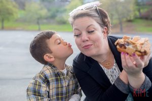 Family - Bay Area - San Jose - Lifestyle - Natural - Photography - Photos by Kim E - Fun - Colorful - Play - Donuts - Son kissing mom- Donuts Play