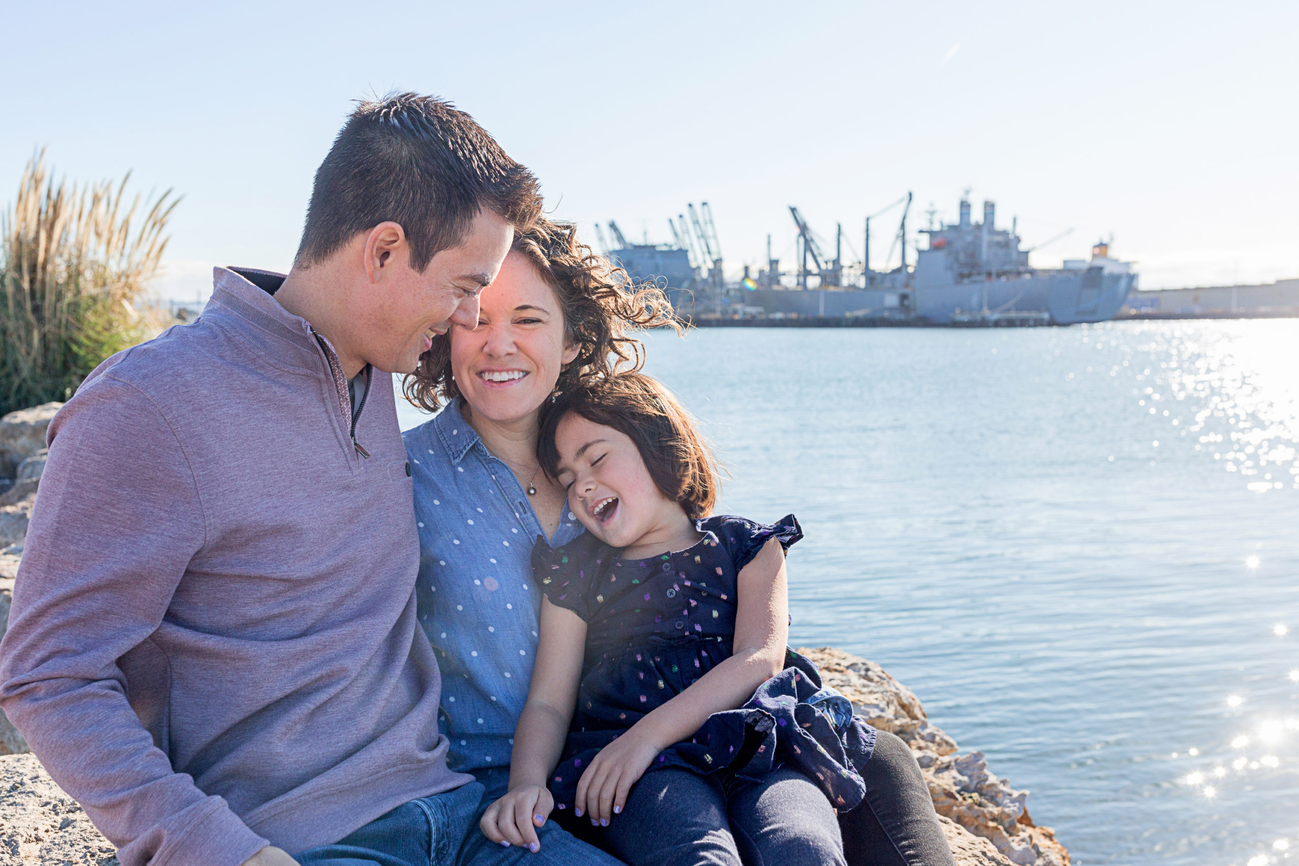 san jose photographer - lifestyle - family - fun - bay area - photography - family of three - ship - water - laughing