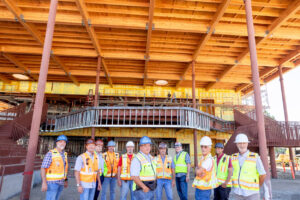 team of construction workers at a job site