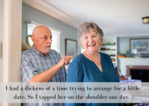 Grandpa tapping her shoulder