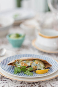 food image of falafel, tahini sauce, cucumber, cilantro and lemon for a san jose blogger