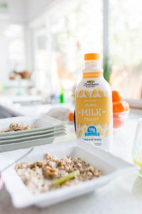 plant based milk with overnight oats for lifestyle branding images in san jose