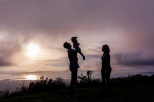 family of three silhouette photography overlooking san Francisco bay