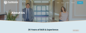 screen shot of a website showing two people and years of experience